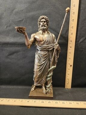 Vintage HIPPOCRATES Statue Figure Polystone Bronze Used